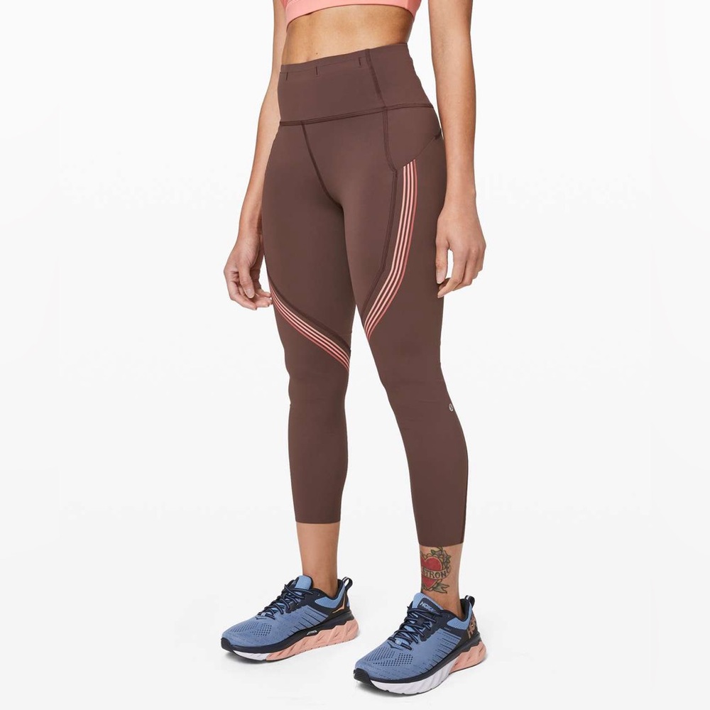Lululemon Speed Limit Crop Leggings 23" in Cherry Cola size 10